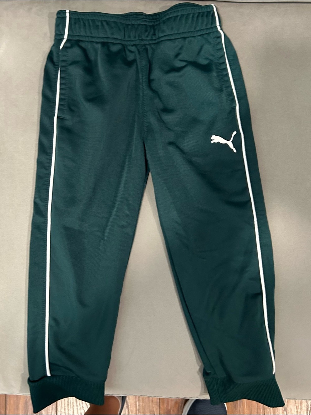Puma Dark Green Joggers with White Piping